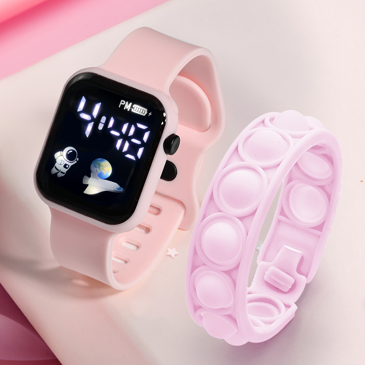 Smartwatch Watches Girls - Relógio eletrônico esportivo infantil, pulseira simples