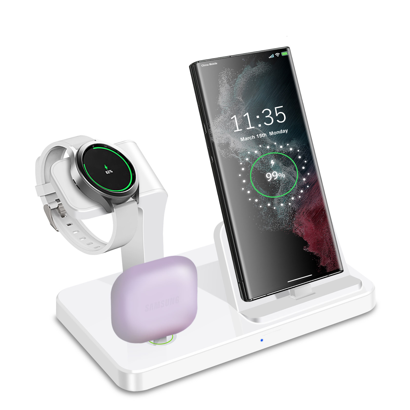 Carregador Sem Fio 3 em 1 com  - Watches Smartwatch Samsung avaliação e preço