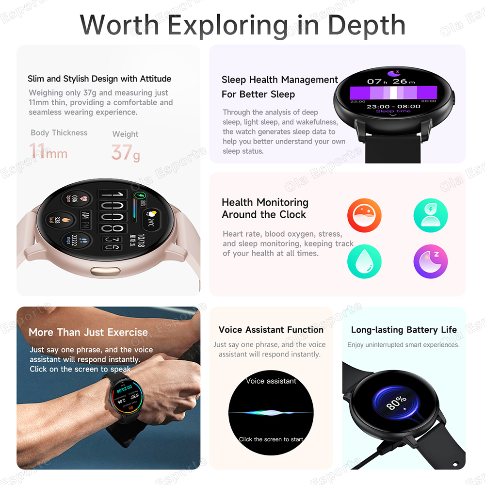 Novo esportes relógio intelige - Smartwatch Health Watches For Women avaliação e preço