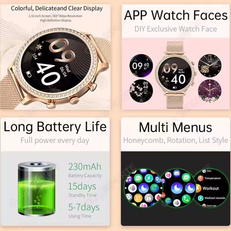 Relógio Inteligente Elegante p - Smartwatch Health Watches For Women avaliação e preço